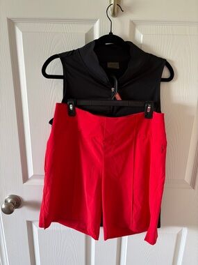 Jofit Black Sleeveless Zip Athletic Top with scalloped collar, and Kinona size L